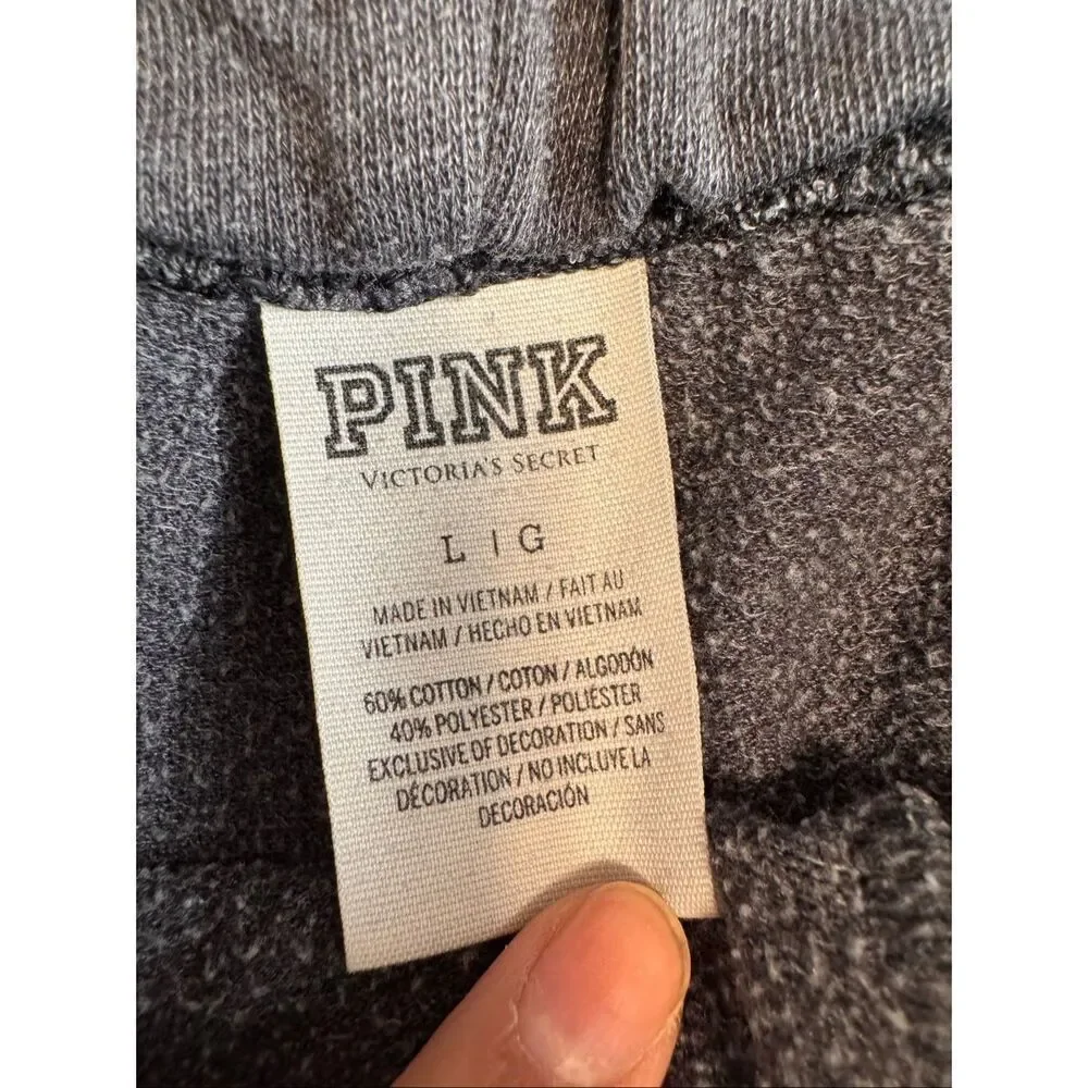 Victoria’s Secret PINK Lounge Shorts Women’s Large Black Scallop Hem Pocket Logo